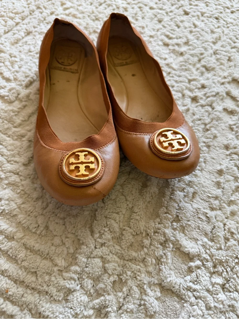 Tory Burch Caroline ballet flats tan leather